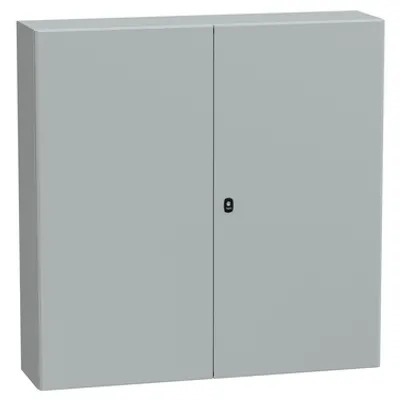 Wall mounted steel enclosure, PanelSeT S3D, double plain door, with mounting plate, 1200x1200x300mm, IP55, IK10