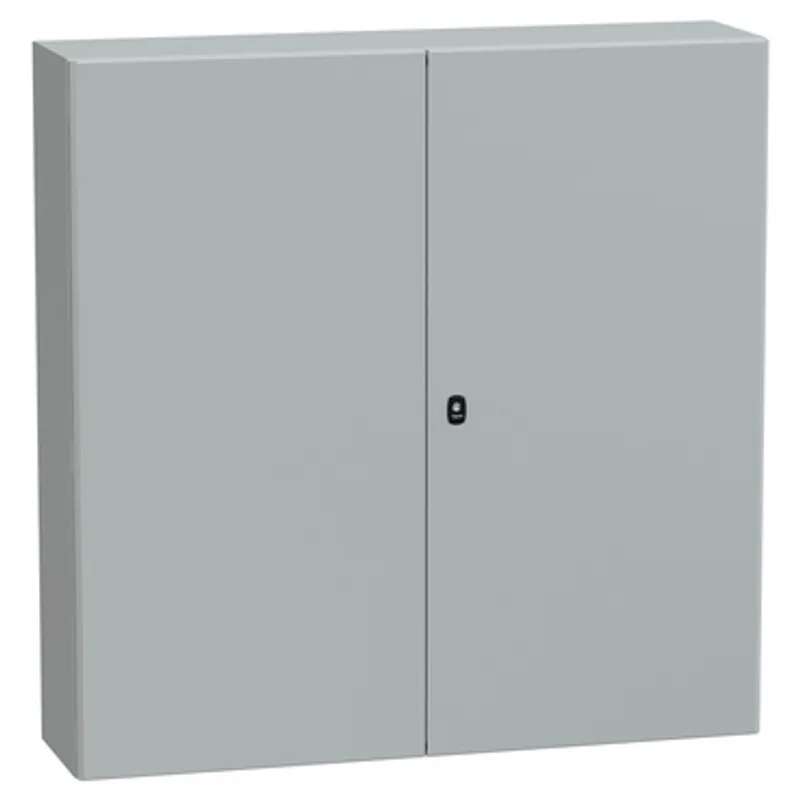 Wall mounted steel enclosure, PanelSeT S3D, double plain door, with mounting plate, 1200x1200x300mm, IP55, IK10 — photo 1 of 3