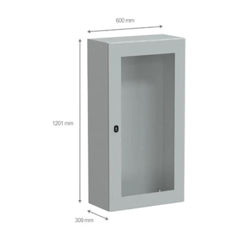 Wall mounted steel enclosure, PanelSeT S3D, transparent door, without mounting plate, 1200x600x300mm, IP66, IK08 — photo 2 of 4