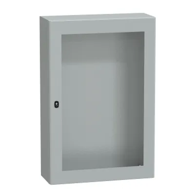 Wall mounted steel enclosure, PanelSeT S3D, transparent door, without mounting plate, 1200x800x300mm, IP66, IK08