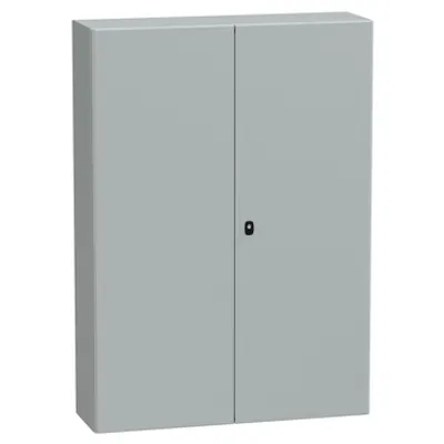 Wall mounted steel enclosure, PanelSeT S3D, double plain door, with mounting plate, 1400x1000x300mm, IP55, IK10