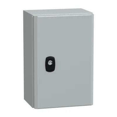 Wall mounted steel enclosure, PanelSeT S3D, plain door, with mounting plate, 300x200x150mm, IP66, IK10