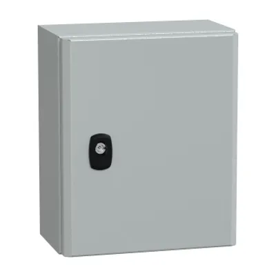 Wall mounted steel enclosure, PanelSeT S3D, plain door, with mounting plate, 300x250x150mm, IP66, IK10