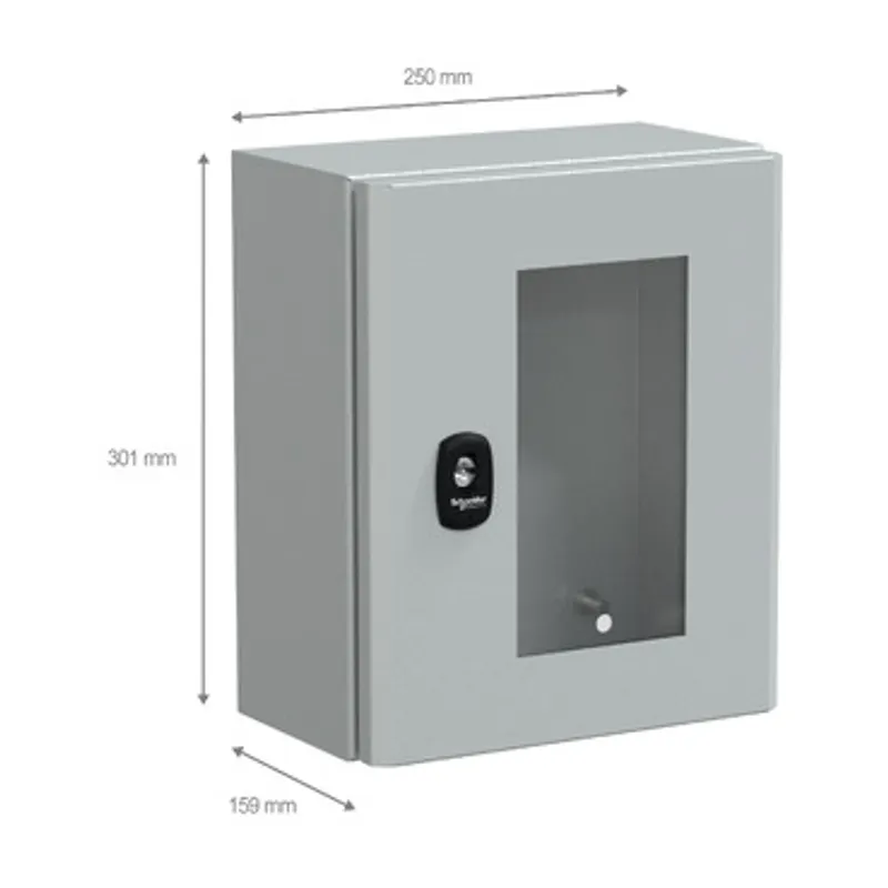 Wall mounted steel enclosure, PanelSeT S3D, transparent door, without mounting plate, 300x250x150mm, IP66, IK08 — photo 2 of 4