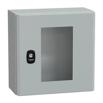 Wall mounted steel enclosure, PanelSeT S3D, transparent door, without mounting plate, 300x300x150mm, IP66, IK08