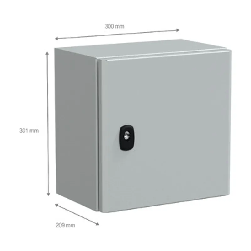 Wall mounted steel enclosure, PanelSeT S3D, plain door, with mounting plate, 300x300x200mm, IP66, IK10 — photo 2 of 4