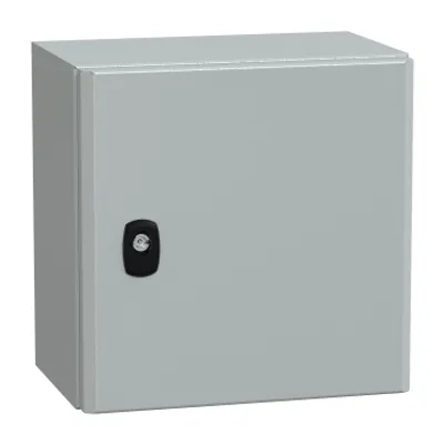Wall mounted steel enclosure, PanelSeT S3D, plain door, with mounting plate, 300x300x200mm, IP66, IK10