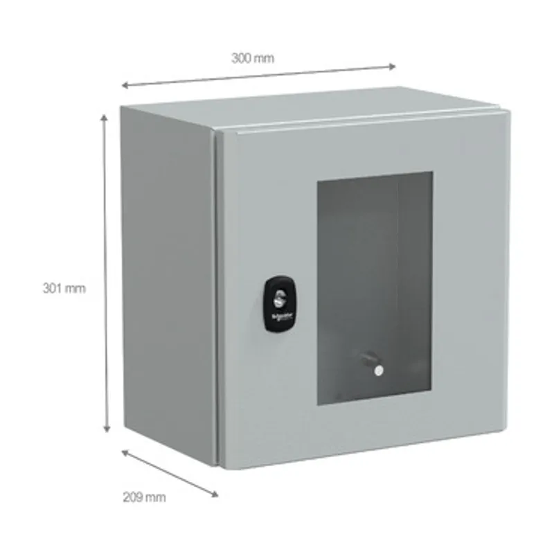 Wall mounted steel enclosure, PanelSeT S3D, transparent door, without mounting plate, 300x300x200mm, IP66, IK08 — photo 2 of 4