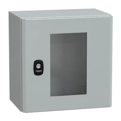 Wall mounted steel enclosure, PanelSeT S3D, transparent door, without mounting plate, 300x300x200mm, IP66, IK08