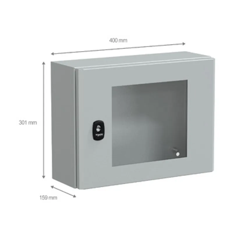 Wall mounted steel enclosure, PanelSeT S3D, transparent door, without mounting plate, 300x400x150mm, IP66, IK08 — photo 2 of 4