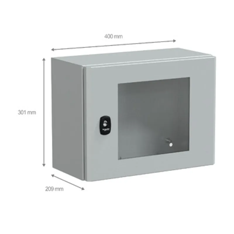 Wall mounted steel enclosure, PanelSeT S3D, transparent door, without mounting plate, 300x400x200mm, IP66, IK08 — photo 2 of 4