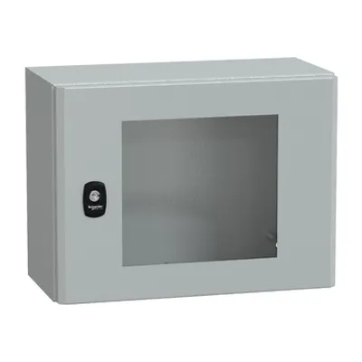 Wall mounted steel enclosure, PanelSeT S3D, transparent door, without mounting plate, 300x400x200mm, IP66, IK08