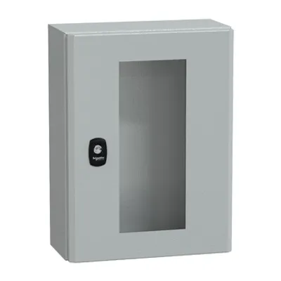 Wall mounted steel enclosure, PanelSeT S3D, transparent door, without mounting plate, 400x300x150mm, IP66, IK08