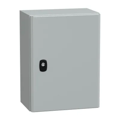 Wall mounted steel enclosure, PanelSeT S3D, plain door, with mounting plate, 400x300x200mm, IP66, IK10