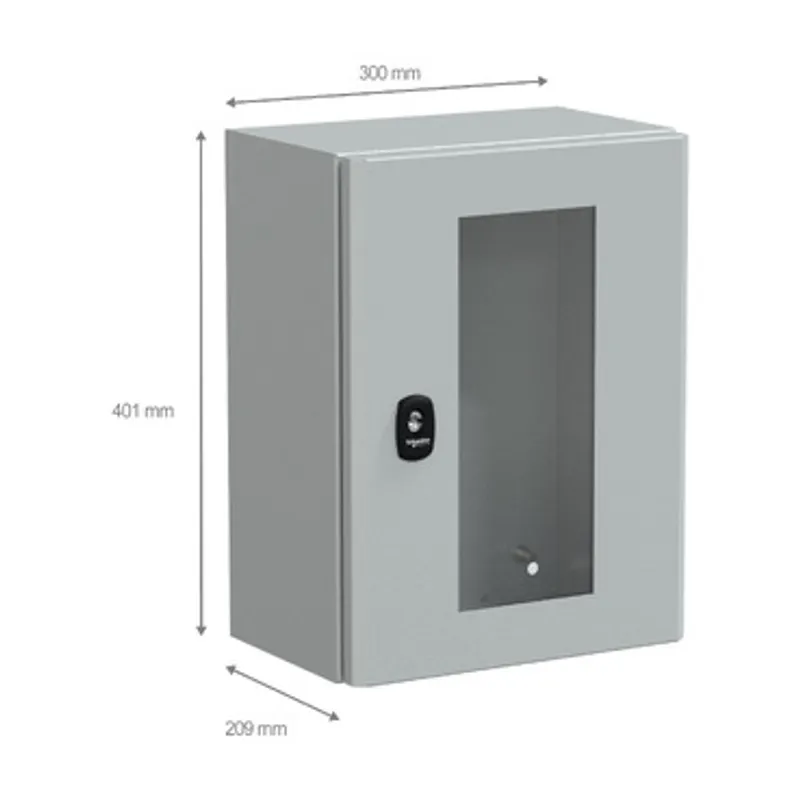 Wall mounted steel enclosure, PanelSeT S3D, transparent door, without mounting plate, 400x300x200mm, IP66, IK08 — photo 2 of 4
