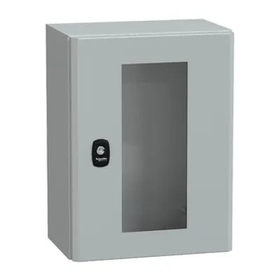 Wall mounted steel enclosure, PanelSeT S3D, transparent door, without mounting plate, 400x300x200mm, IP66, IK08