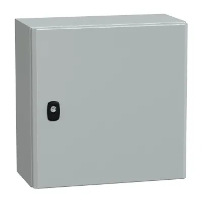 Wall mounted steel enclosure, PanelSeT S3D, plain door, with mounting plate, 400x400x200mm, IP66, IK10