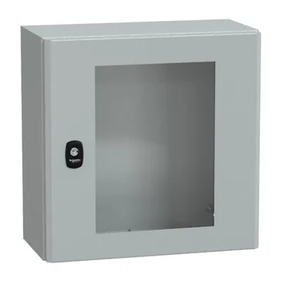 Wall mounted steel enclosure, PanelSeT S3D, transparent door, without mounting plate, 400x400x200mm, IP66, IK08