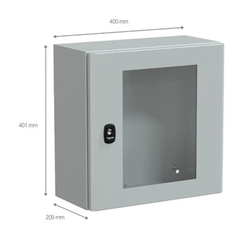 Wall mounted steel enclosure, PanelSeT S3D, transparent door, without mounting plate, 400x400x200mm, IP66, IK08 — photo 2 of 4