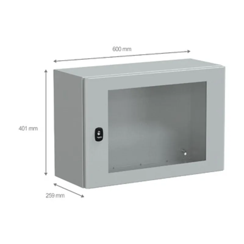 Wall mounted steel enclosure, PanelSeT S3D, transparent door, without mounting plate, 400x600x250mm, IP66, IK08 — photo 2 of 4