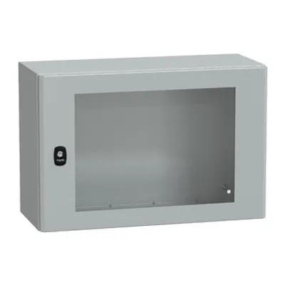 Wall mounted steel enclosure, PanelSeT S3D, transparent door, without mounting plate, 400x600x250mm, IP66, IK08