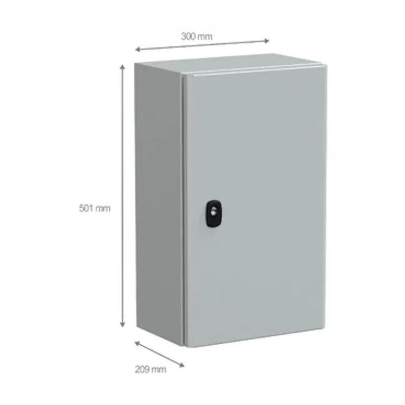 Wall mounted steel enclosure, PanelSeT S3D, plain door, with mounting plate, 500x300x200mm, IP66, IK10 — photo 2 of 4