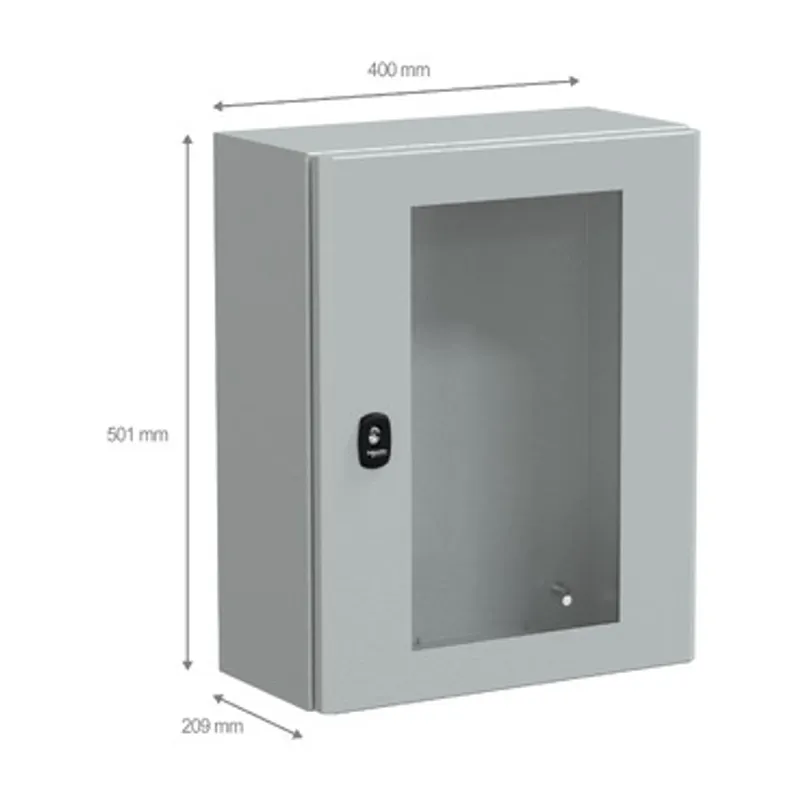 Wall mounted steel enclosure, PanelSeT S3D, transparent door, without mounting plate, 500x400x200mm, IP66, IK08 — photo 2 of 4