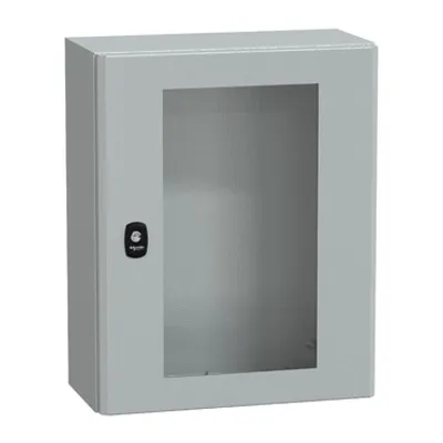 Wall mounted steel enclosure, PanelSeT S3D, transparent door, without mounting plate, 500x400x200mm, IP66, IK08