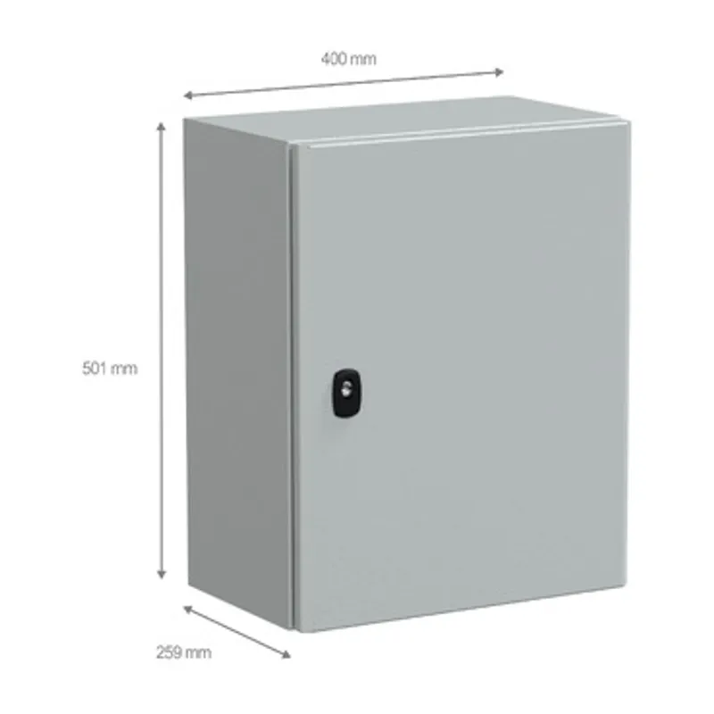 Wall mounted steel enclosure, PanelSeT S3D, plain door, with mounting plate, 500x400x250mm, IP66, IK10 — photo 2 of 4