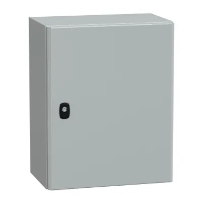 Wall mounted steel enclosure, PanelSeT S3D, plain door, with mounting plate, 500x400x250mm, IP66, IK10