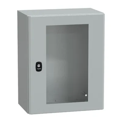 Wall mounted steel enclosure, PanelSeT S3D, transparent door, without mounting plate, 500x400x250mm, IP66, IK08