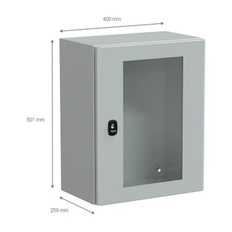 Wall mounted steel enclosure, PanelSeT S3D, transparent door, without mounting plate, 500x400x250mm, IP66, IK08 — photo 2 of 4