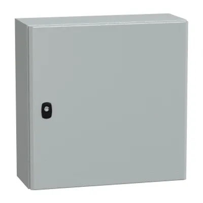 Wall mounted steel enclosure, PanelSeT S3D, plain door, with mounting plate, 500x500x200mm, IP66, IK10