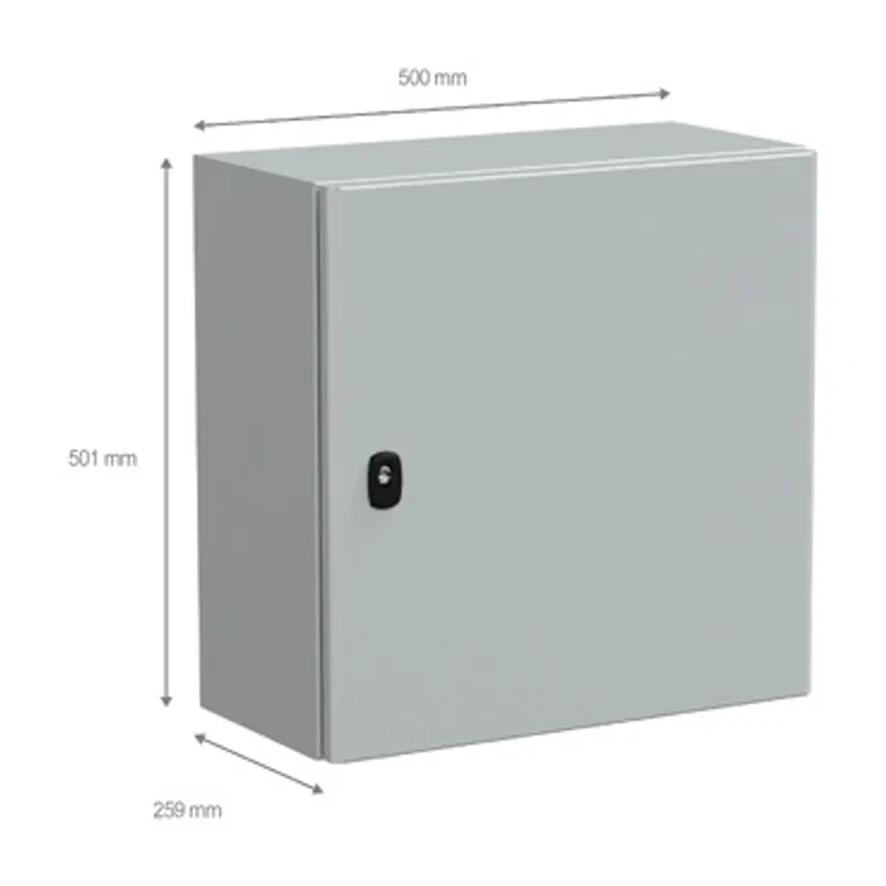 Wall mounted steel enclosure, PanelSeT S3D, plain door, with mounting plate, 500x500x250mm, IP66, IK10 — photo 2 of 4
