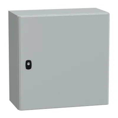 Wall mounted steel enclosure, PanelSeT S3D, plain door, with mounting plate, 500x500x250mm, IP66, IK10
