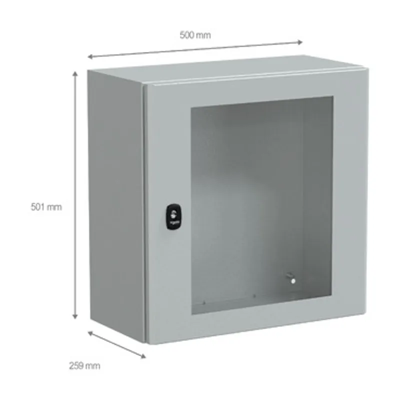 Wall mounted steel enclosure, PanelSeT S3D, transparent door, without mounting plate, 500x500x250mm, IP66, IK08 — photo 2 of 4