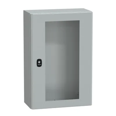 Wall mounted steel enclosure, PanelSeT S3D, transparent door, without mounting plate, 600x400x200mm, IP66, IK08