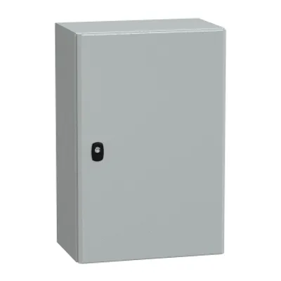 Wall mounted steel enclosure, PanelSeT S3D, plain door, with mounting plate, 600x400x250mm, IP66, IK10