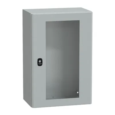 Wall mounted steel enclosure, PanelSeT S3D, transparent door, without mounting plate, 600x400x250mm, IP66, IK08