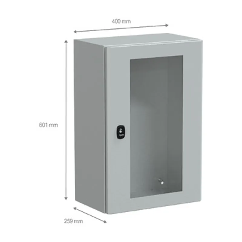 Wall mounted steel enclosure, PanelSeT S3D, transparent door, without mounting plate, 600x400x250mm, IP66, IK08 — photo 2 of 4