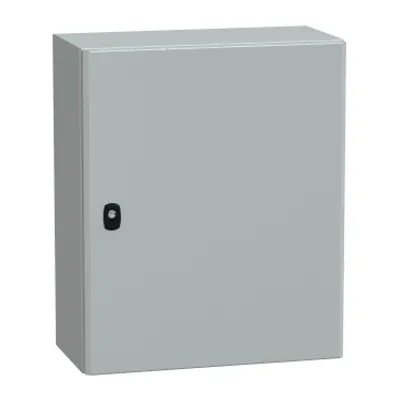 Wall mounted steel enclosure, PanelSeT S3D, plain door, with mounting plate, 600x500x250mm, IP66, IK10