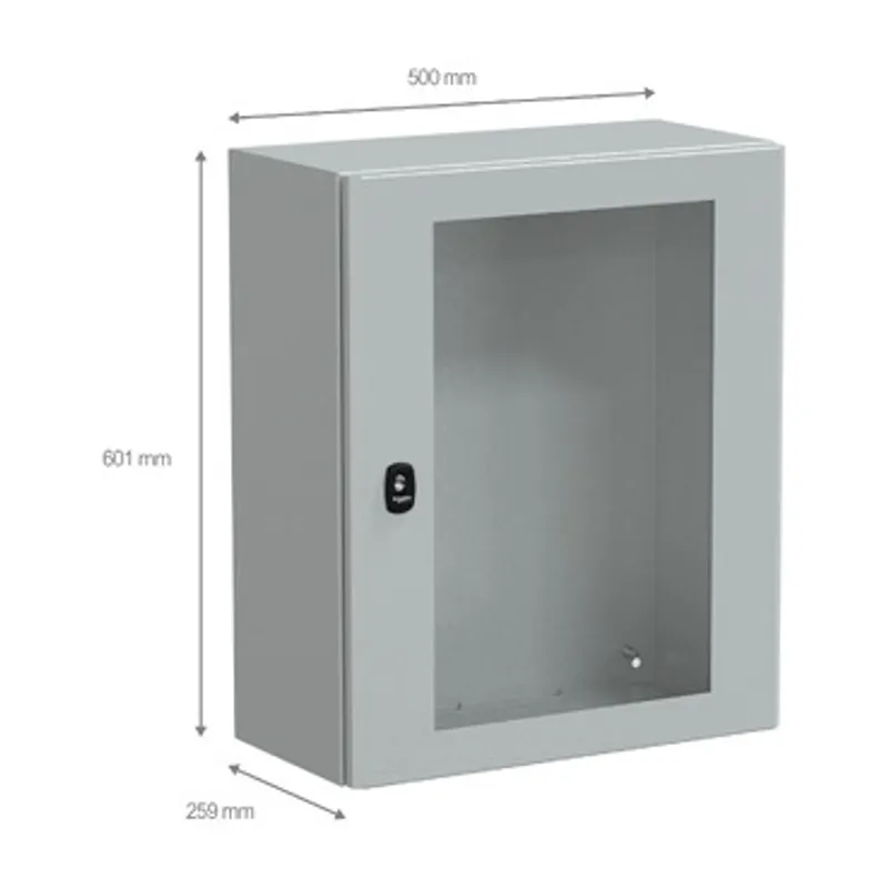 Wall mounted steel enclosure, PanelSeT S3D, transparent door, without mounting plate, 600x500x250mm, IP66, IK08 — photo 2 of 4