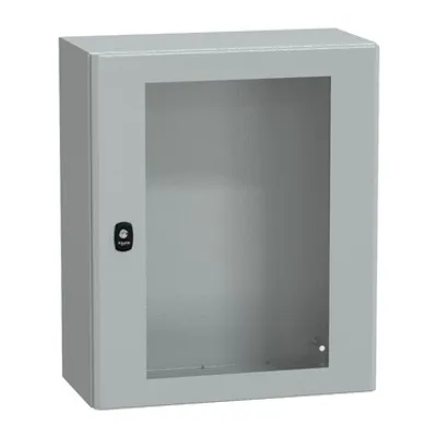 Wall mounted steel enclosure, PanelSeT S3D, transparent door, without mounting plate, 600x500x250mm, IP66, IK08