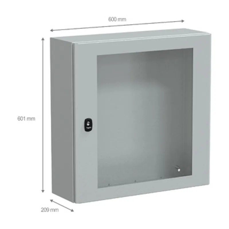 Wall mounted steel enclosure, PanelSeT S3D, transparent door, without mounting plate, 600x600x200mm, IP66, IK08 — photo 2 of 4