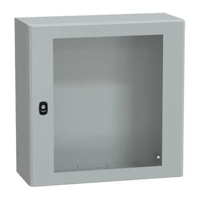 Wall mounted steel enclosure, PanelSeT S3D, transparent door, without mounting plate, 600x600x250mm, IP66, IK08