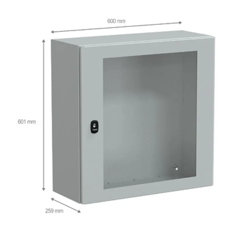 Wall mounted steel enclosure, PanelSeT S3D, transparent door, without mounting plate, 600x600x250mm, IP66, IK08 — photo 2 of 4