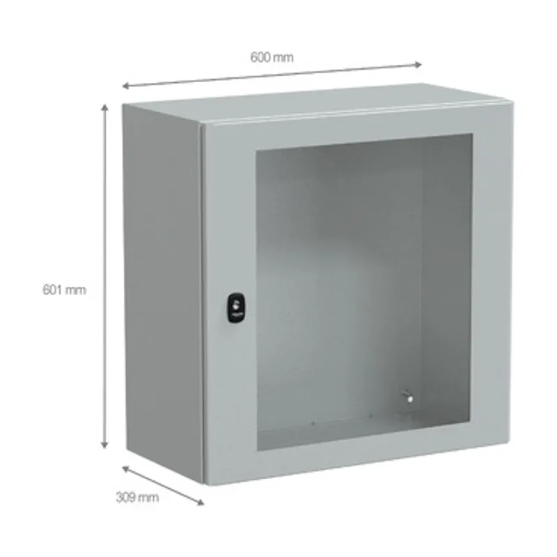 Wall mounted steel enclosure, PanelSeT S3D, transparent door, without mounting plate, 600x600x300mm, IP66, IK08 — photo 2 of 4