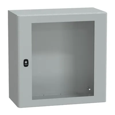 Wall mounted steel enclosure, PanelSeT S3D, transparent door, without mounting plate, 600x600x300mm, IP66, IK08