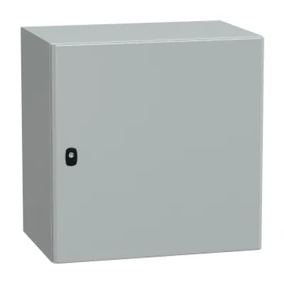 Wall mounted steel enclosure, PanelSeT S3D, plain door, with mounting plate, 600x600x400mm, IP66, IK10