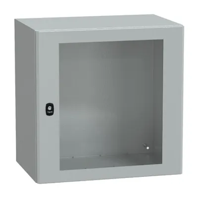 Wall mounted steel enclosure, PanelSeT S3D, transparent door, without mounting plate, 600x600x400mm, IP66, IK08